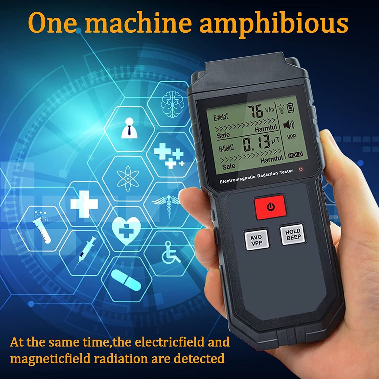 Emf Meters，geiger Counter, LCD Electromagnetic Radiation Detector, Handheld Port