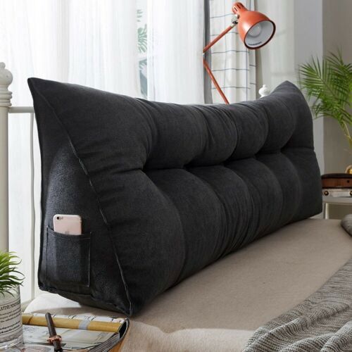 Triangular Wedge Lumbar Pillow Backrest Support Cushion Bolster Soft Headboard-