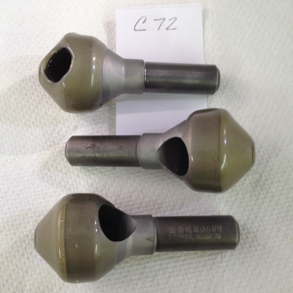 3 RE-FURBISH WELDON DB-36 90° COUNTERSINK DEBURRING 9/16-1-3/32" CUT DIA (C72)