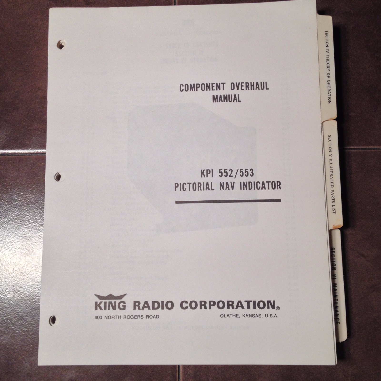 King Pictorial Nav Indicator KPI-552 and KPI-553 Overhaul Manual