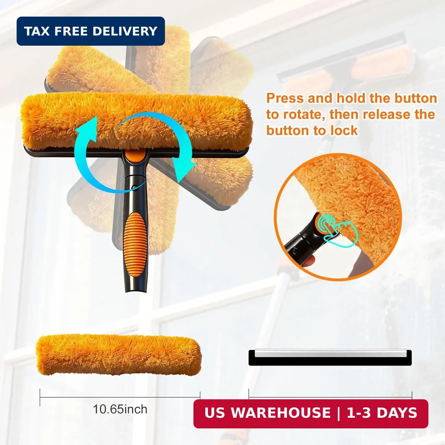 30FT High Window Cleaning Kit, 5-24 FT Telescoping Extension Pole with Dual Acti