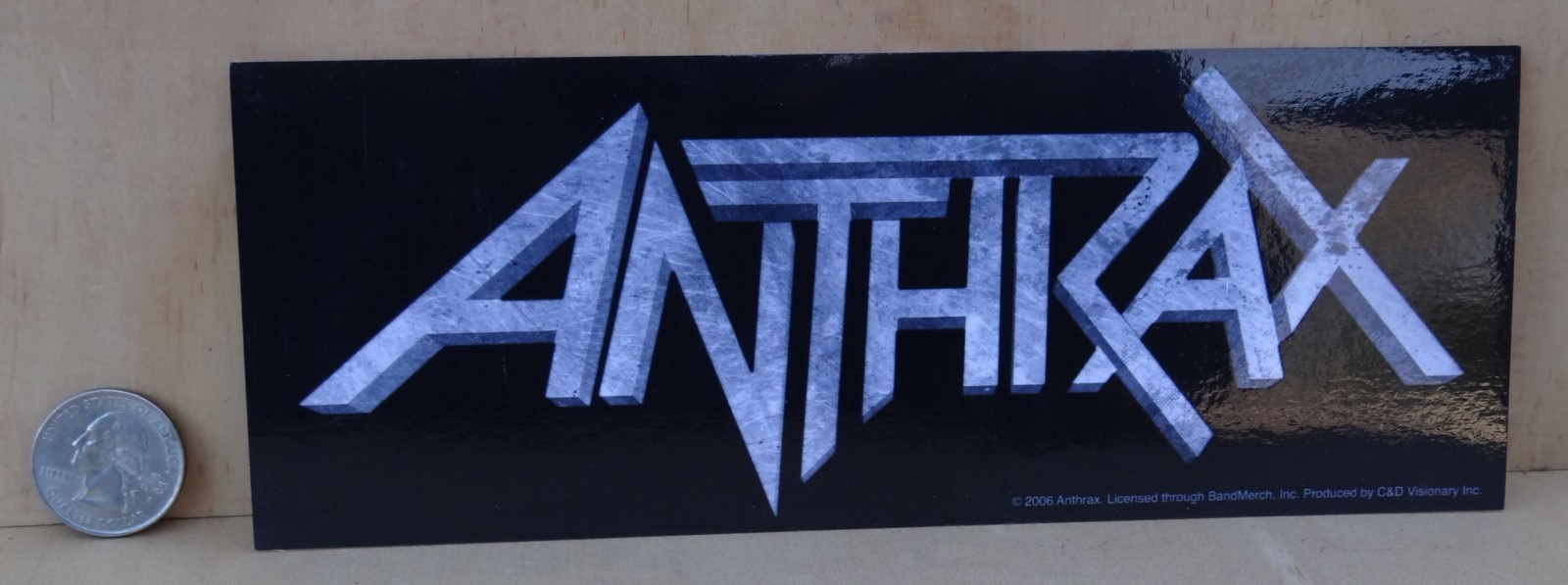 ANTHRAX LOGO  PEEL & STICK STICKER 8 " X 3 "