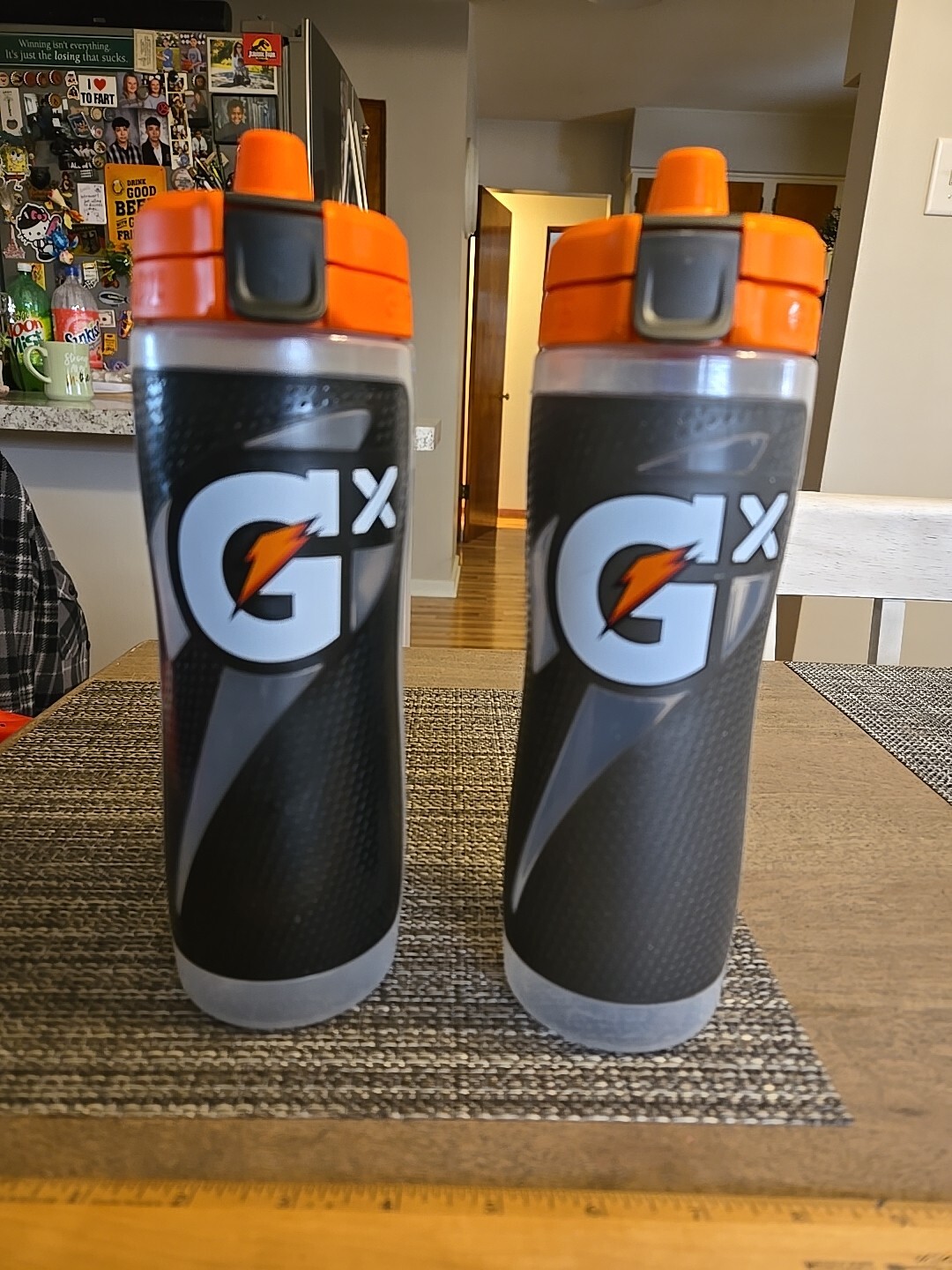 2 Gatorade X Orange Grip 30 FL Oz Water Bottle Snap Lid  See All Pics/Descript