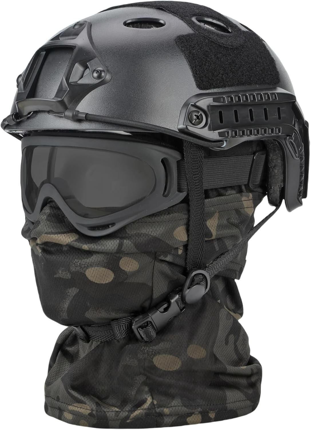 Black Tactical Airsoft Helmet for Adults - Lightweight, Adjustable & Versatile