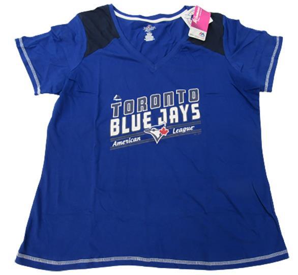 New Toronto Blue Jays Womens Plus Sizes 1X-2X-3X Blue Majestic V-Neck Shirt