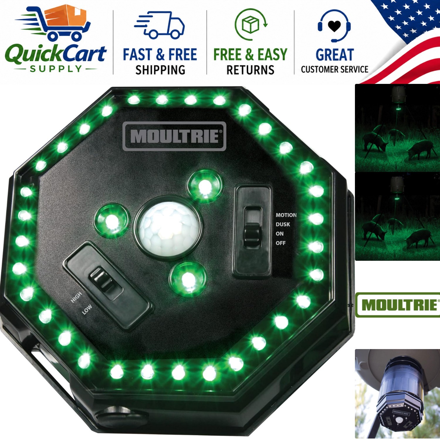 Battery Powered Feeder Hog Light - 30-ft Illumination with Adjustable Brightness