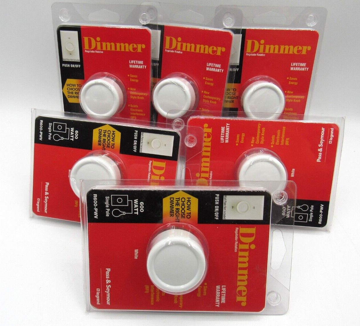 NEW Legrand Pass & Seymour R600-PWV Rotary Dimmer Lot of 6