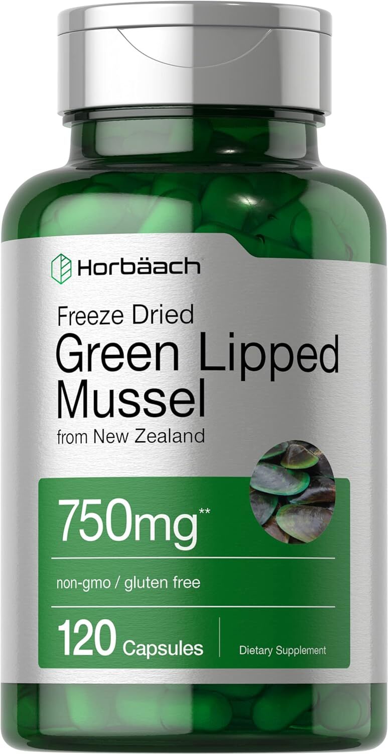 Green Lipped Mussel Capsules 750 mg | 120 Count | from New Zealand | by Horbaach