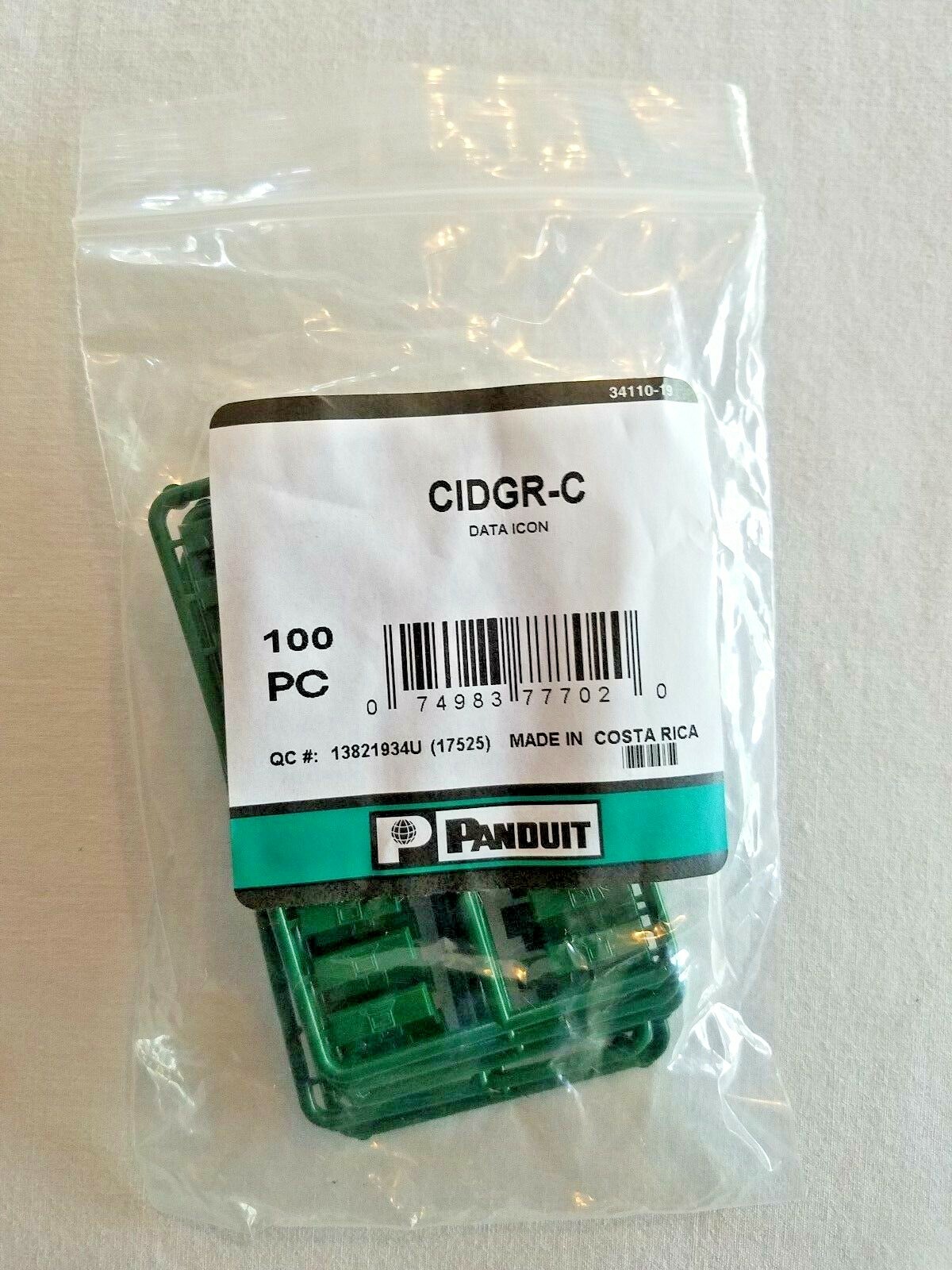 Panduit CIDGR-C Plastic Snap-In Port Identifier Mini-Com Data Icon Green 100