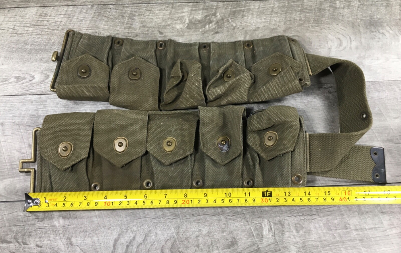 Vintage Vietnam War Era Cartridge Ammo Rounds Green OG Canvas Combat Field Belt
