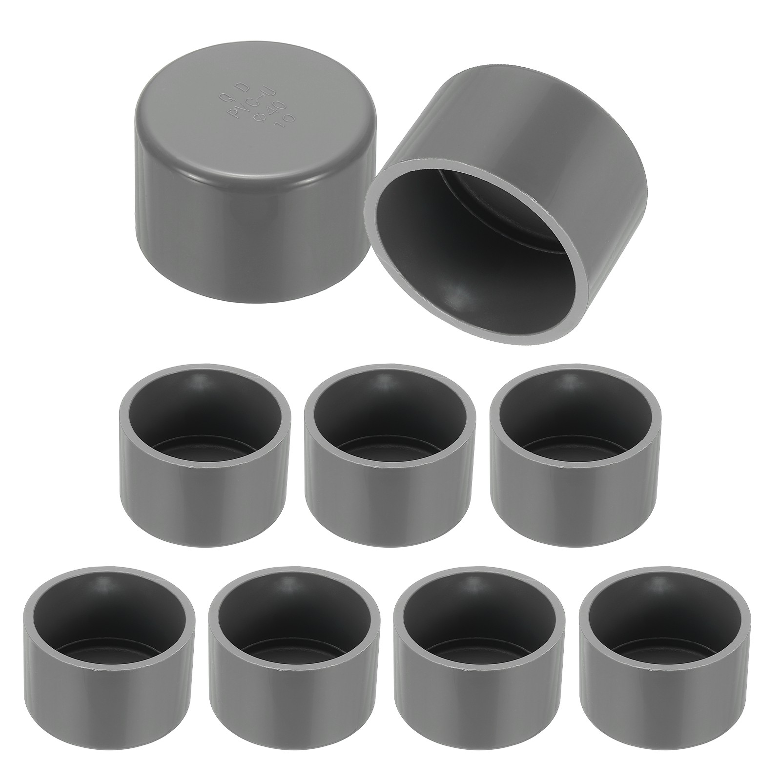 9 Pack 1.6" Diameter PVC Pipe End Cover Cap Fittings for Furniture Garden, Grey