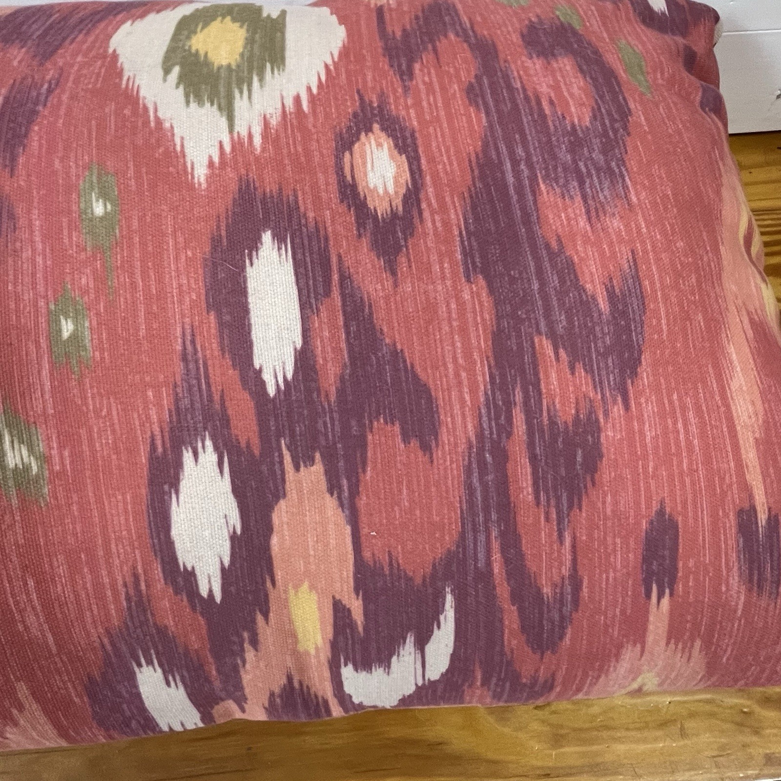 Pottery Barn Ikat Lumbar Pillow 26x18 Boho Global Coral Accent Pillow Southwest