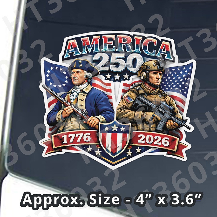 USA 250 George Washington THEN and NOW 1776-2026 America Anniversary Sticker