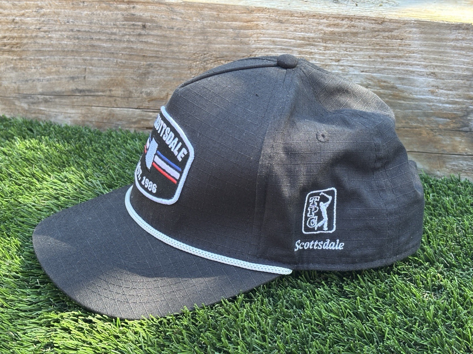 TPC Scottsdale SnapBack Golf Hat Pukka Adjustable Black Rope Hat ~EUC~