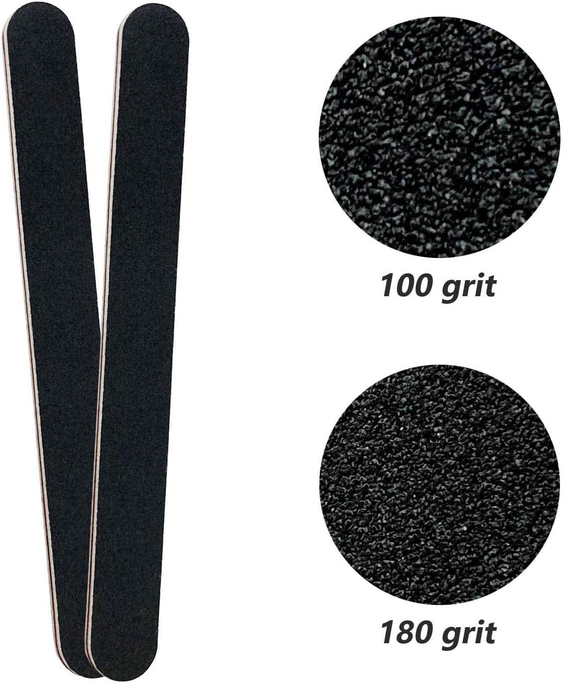 Nail File and Buffer Block, Professional Manicure Tools Kits, 100/180 Grit,