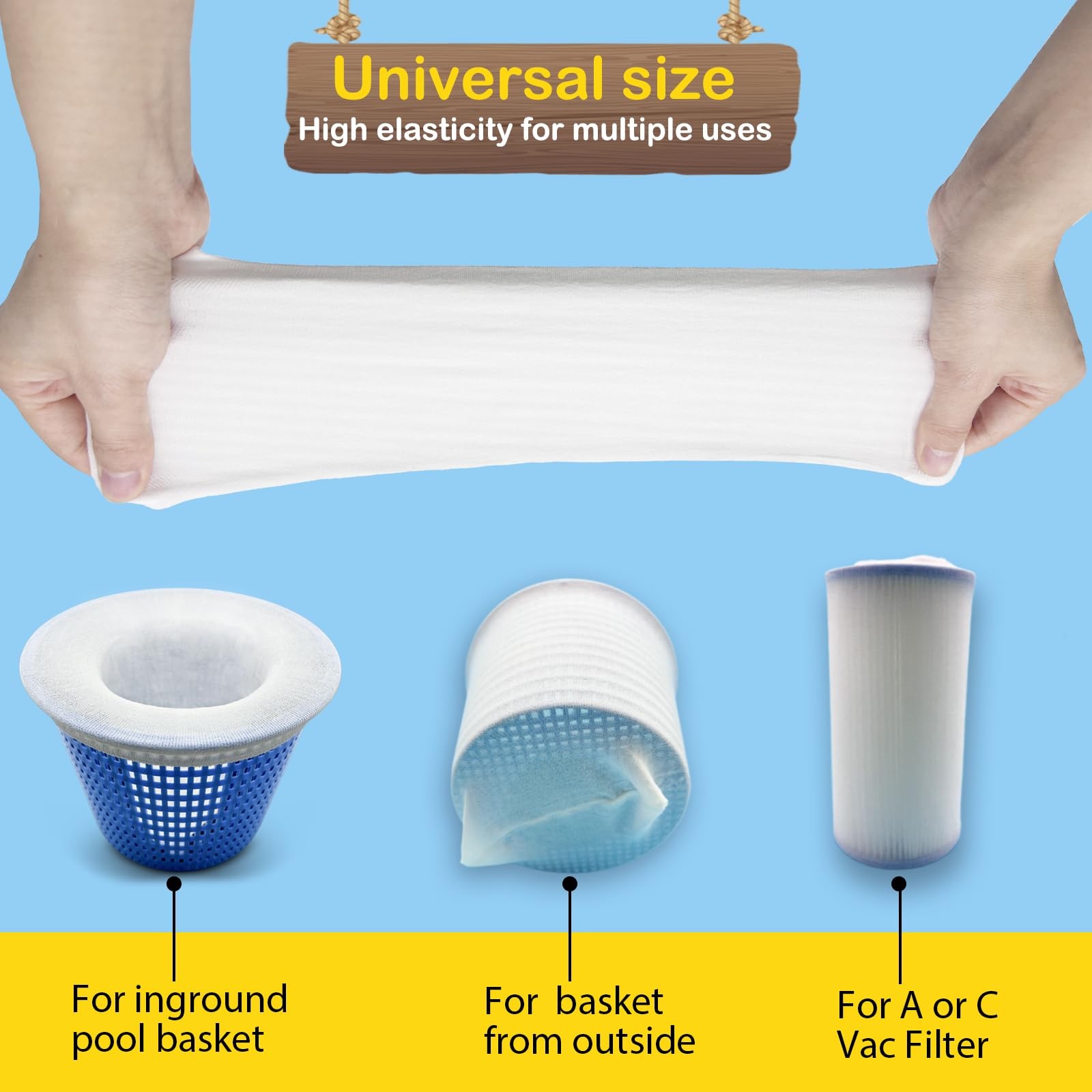 ROMIVO 30 Pack Pool Skimmer Filter Socks for Inground Or 30 Pack, White
