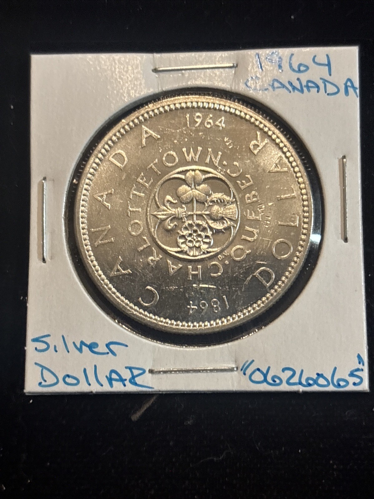 1964 Canada Silver Dollar Charlottetown Quebec “0626065” Circulated $1 Canadian