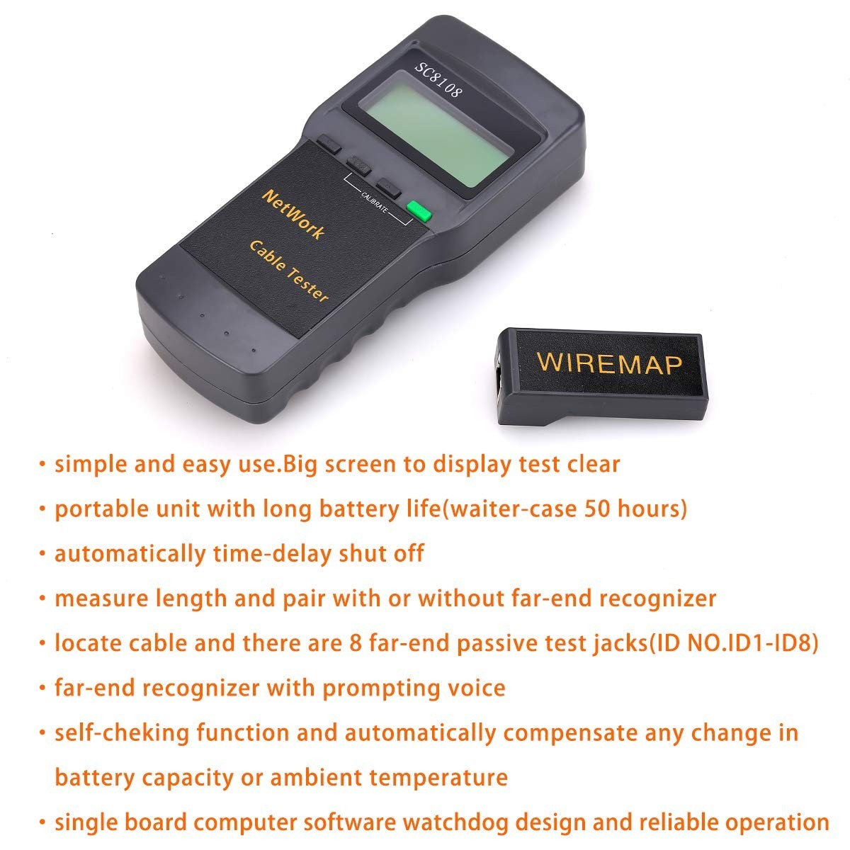 Digital Network Cable Tester for RJ45 STP UTP with Large Display & Battery Power