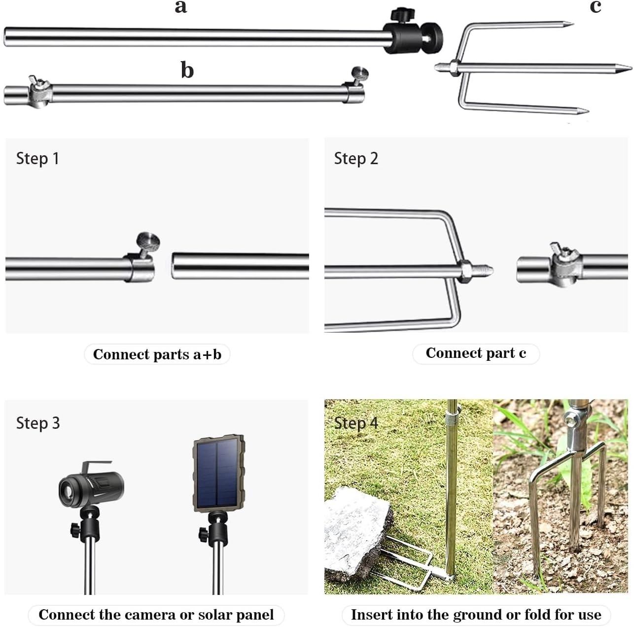 Adjustable 360° Camera Mounting Bracket - Stainless Steel, 2 Pack Included