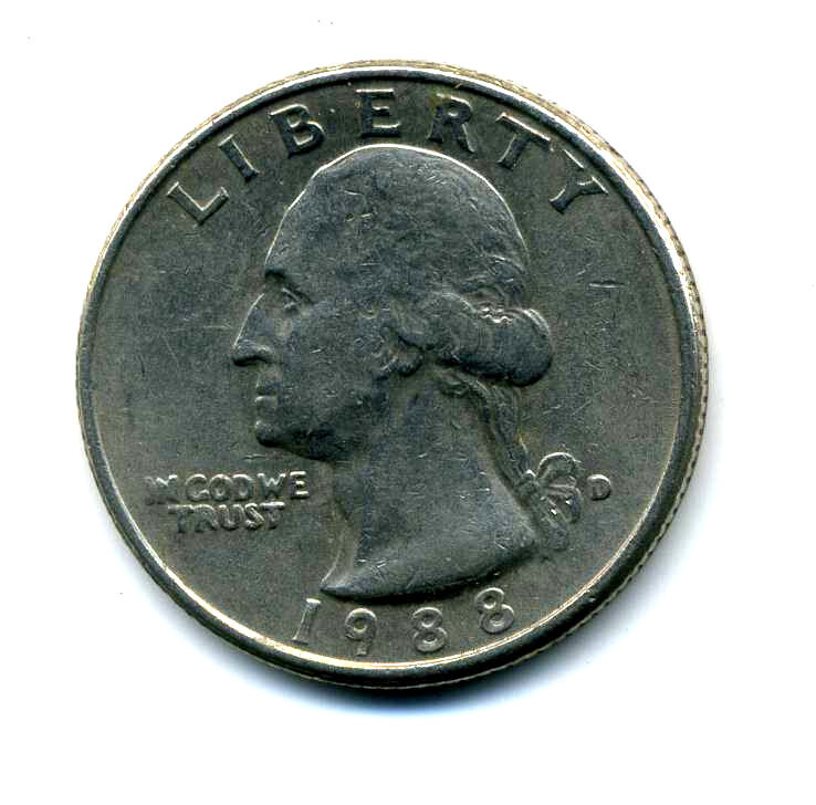 1988 D Washington Quarter Copper Average Circulated  25 Cent U.S Nice Coin #8244