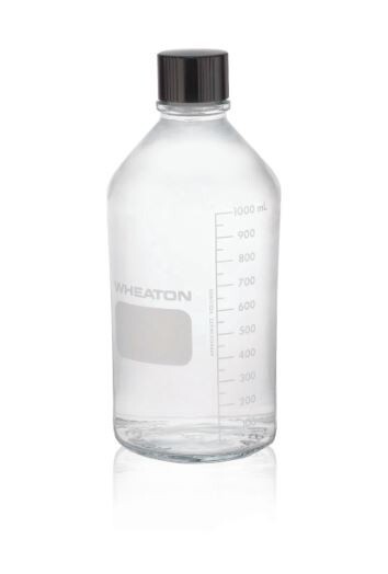 Pack Of 2, Wheaton Graduated, Clear, 1L Bottle 38-430 - Cap Included