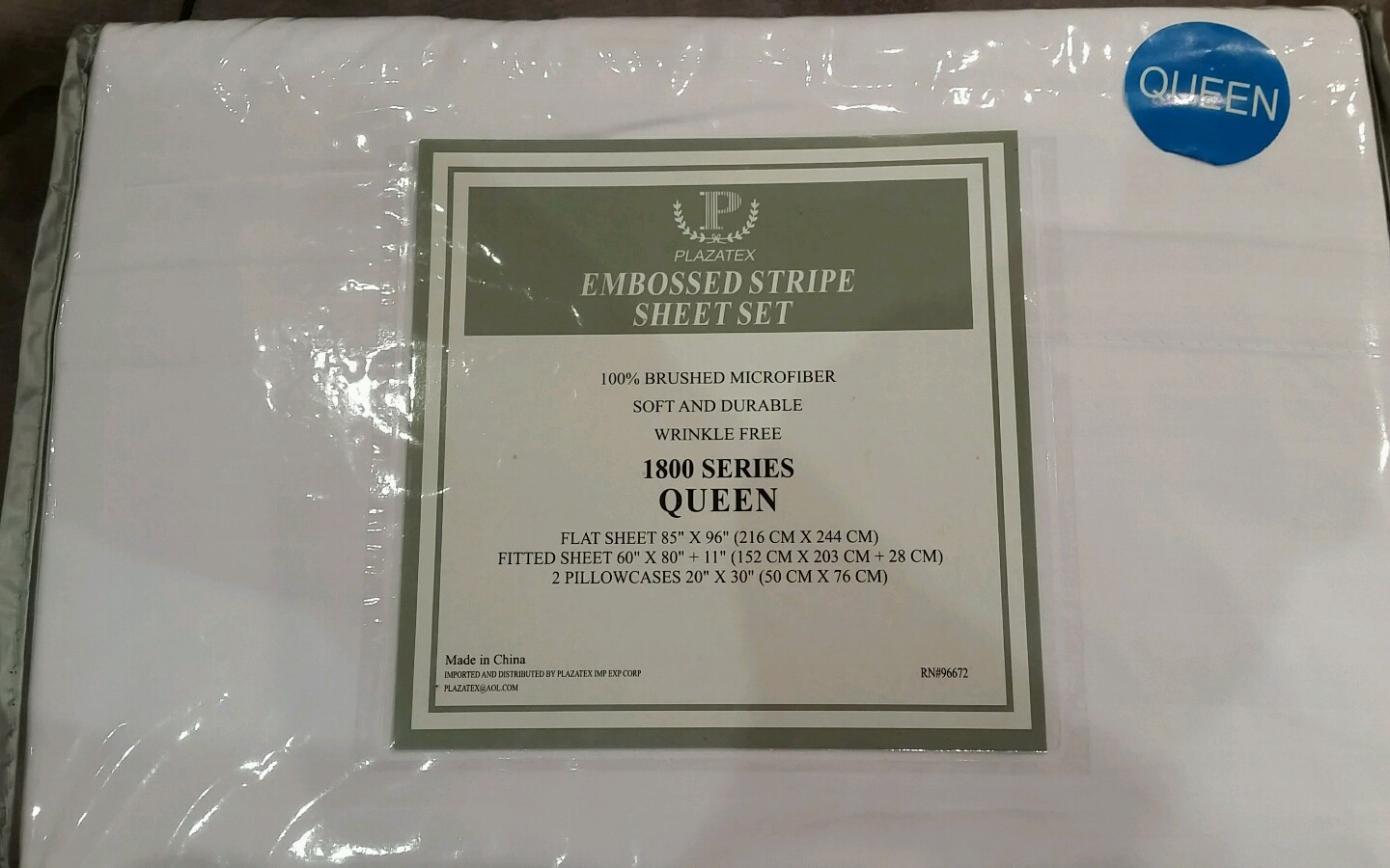New In Package White Queen Plazatex Embossed Stripe1800 Series Sheet Set