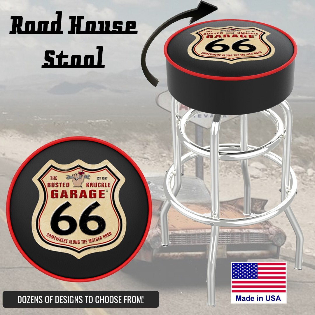 Busted Knuckle Garage Route 66 Swivel Barstool