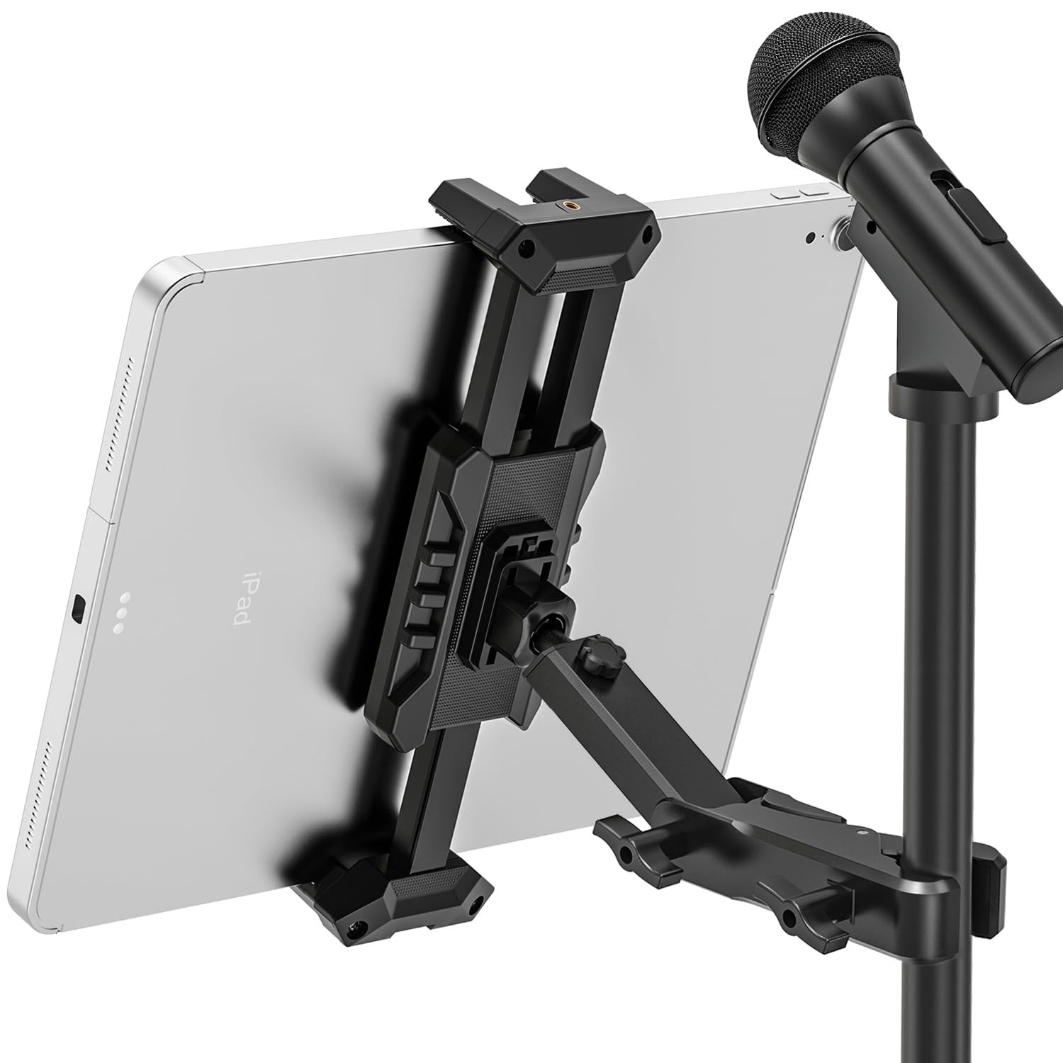 iPad Holder for Mic Stand, Tablet Music Stand Holder with CClamp for Sheet Mu...