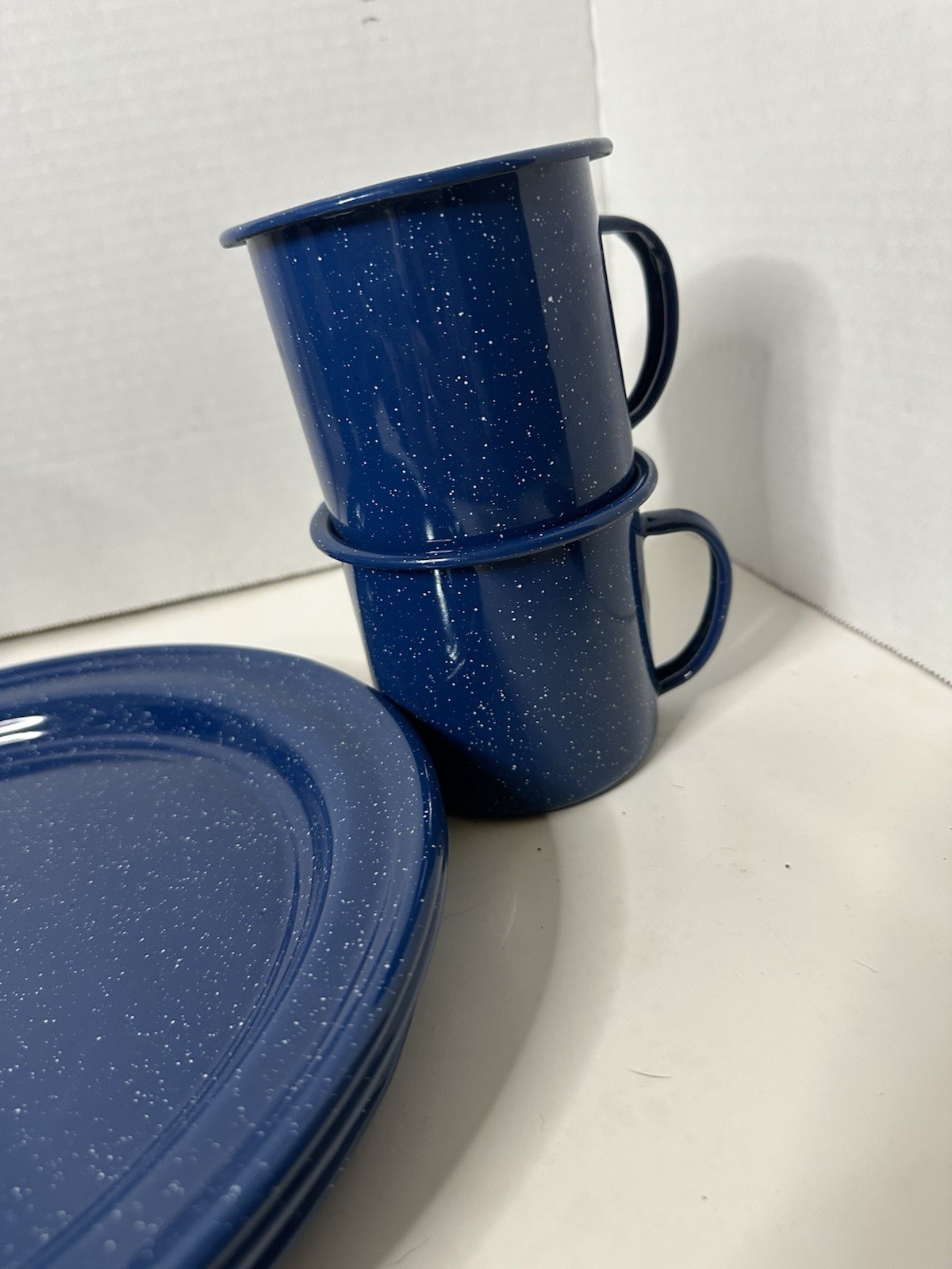 Speckled Blue Enamelware 12-Piece Dining Set for Camping