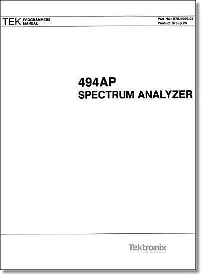 Tektronix 494AP Programming Manual: Comb Bound & Protective Plastic Covers