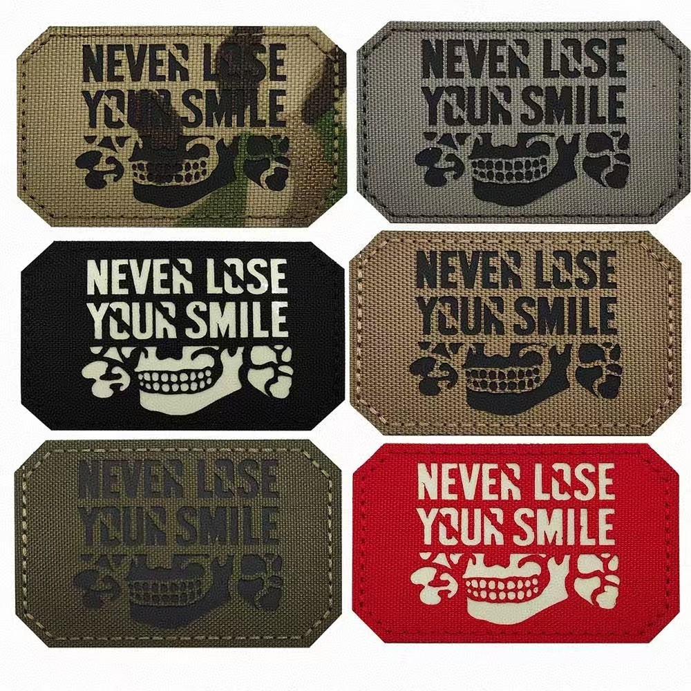 6Pcs Reflective IR Never Lose Your Smile Russia"Skull Head" Tactical Hook Patch