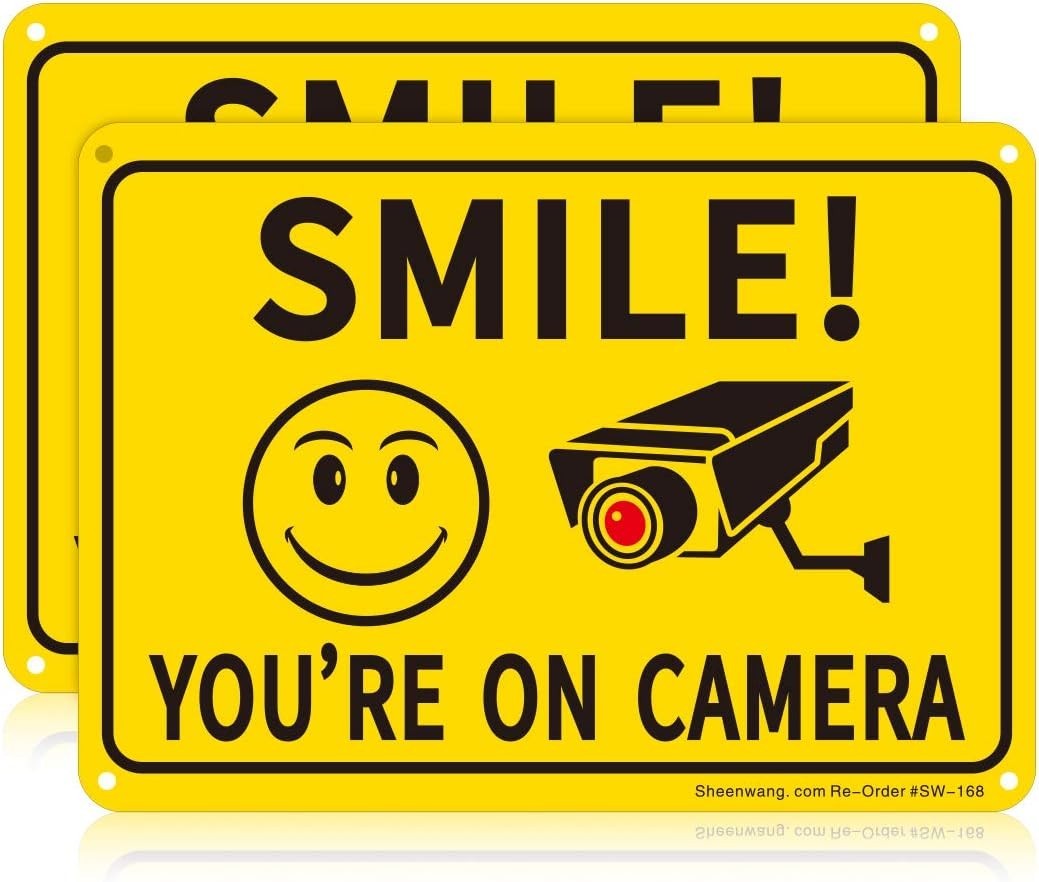 Reflective Outdoor Smile You’re on Camera Signs - Weather Resistant Aluminum