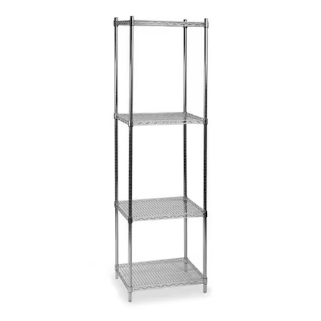 Wire Shelving Unit, 18"D X 24"W X 85"H, 4 Shelves, Chrome, 2Kpd6