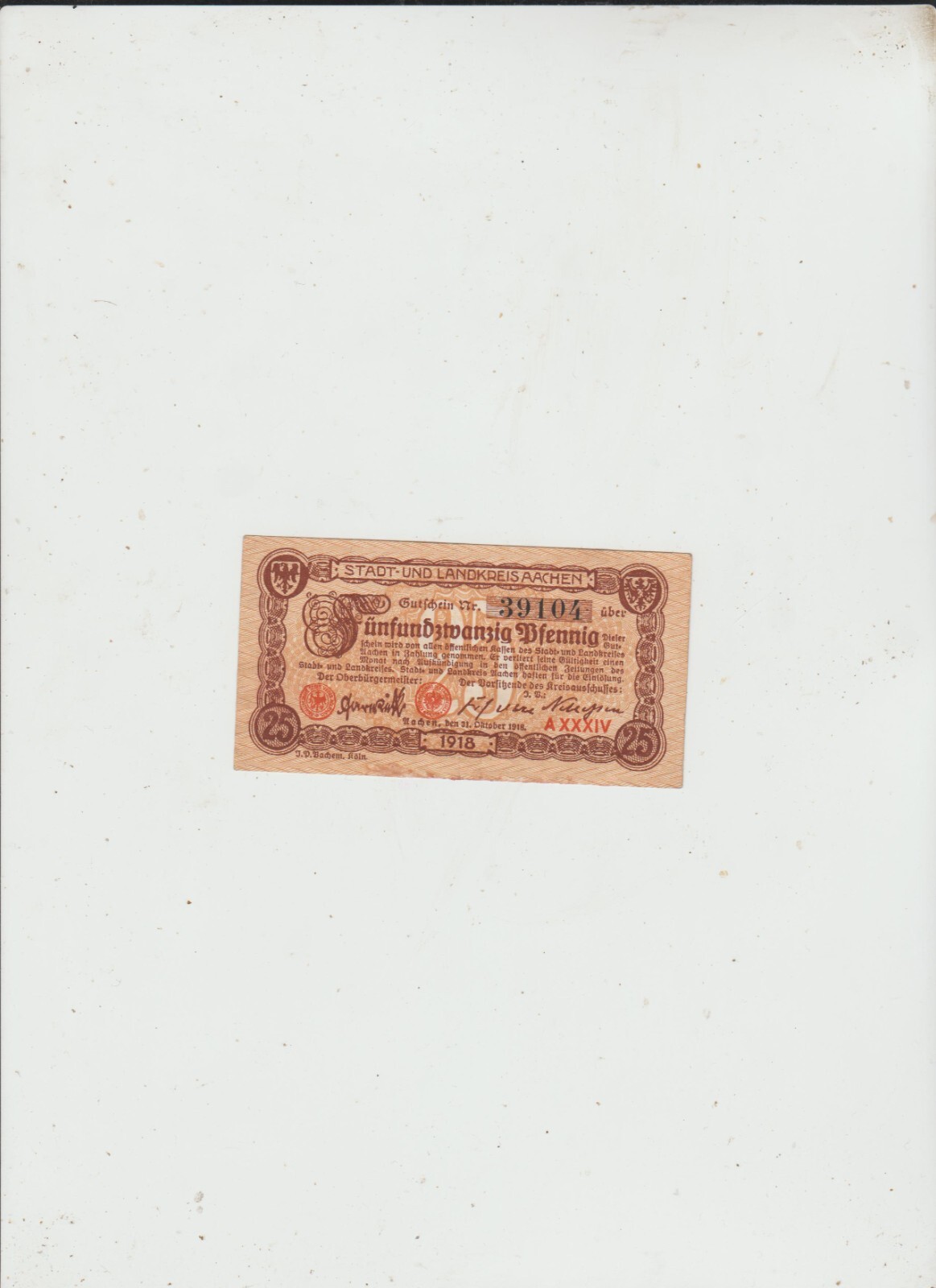 LANDKREIS AACHEN  25pfg  1918