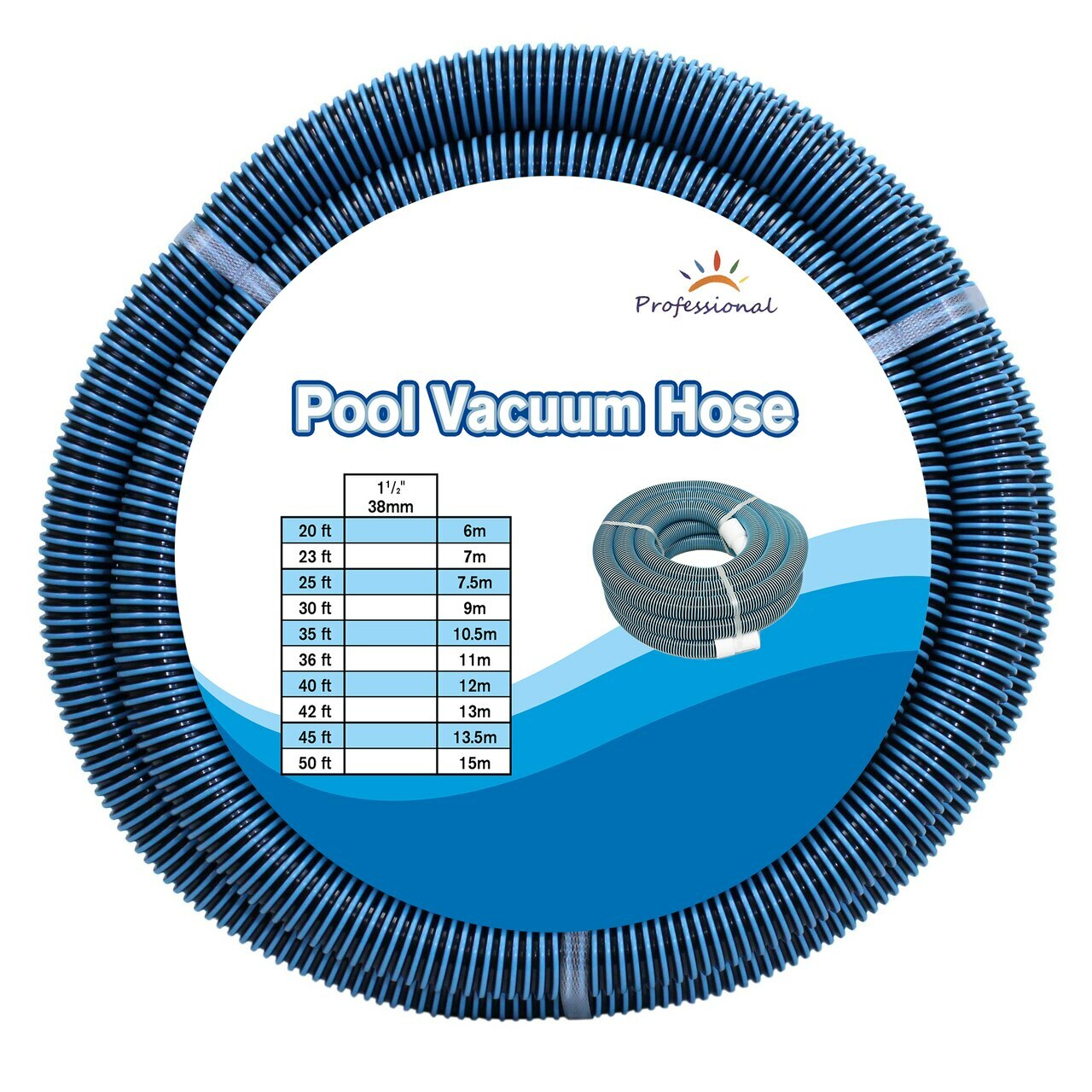 1.5" x 40FT Premium Spiral Wound Swimming Pool Vacuum Hose