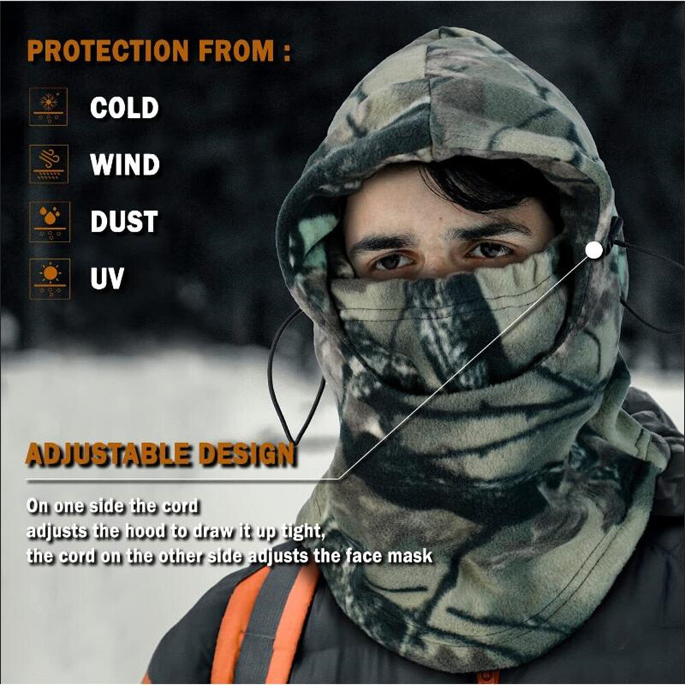 Balaclava Face Mask Fleece Fishing Hunting Ski Windproof Camo Hood Neck Cover US