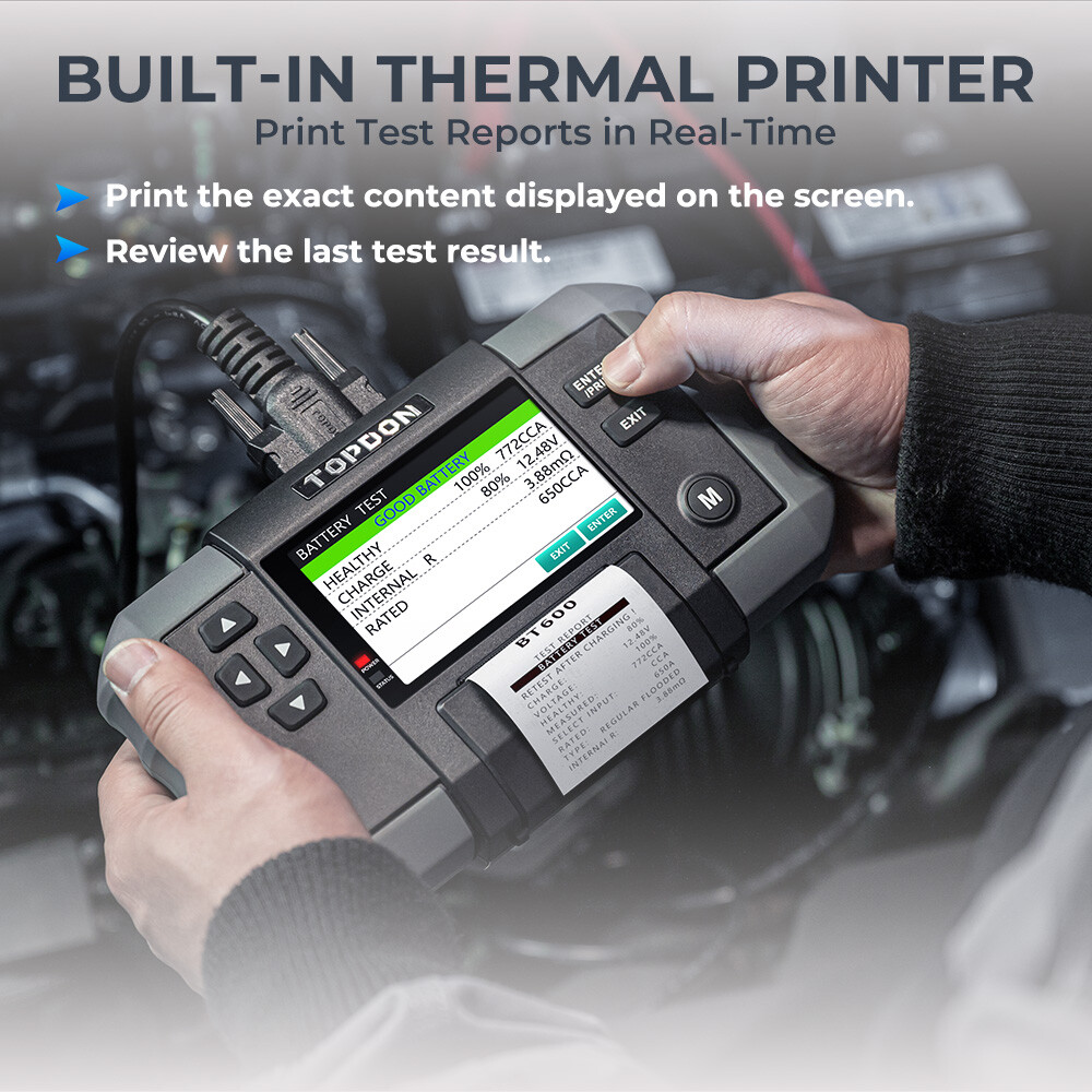 Car Battery Tester Charging Test Load Test With Built-in Printer TOPDON BT600