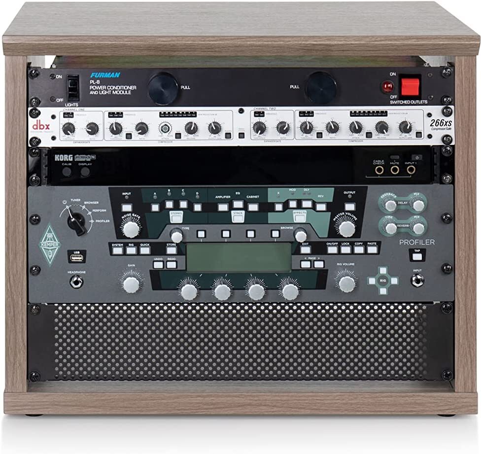 Gator Frameworks Elite Furniture Series 8U Wood Desktop Studio Rack; Gray