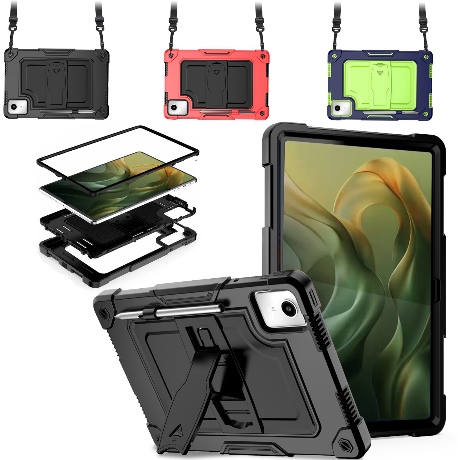 Moto Pad 2026 Tablet Case Rugged Shockproof Cover w/ Kickstand Strap Holder