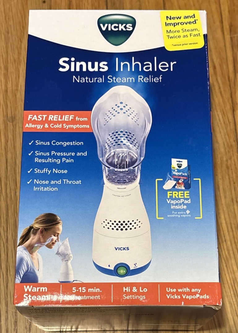 Vicks Sinus Inhaler VIH200V4 *NEW IMPROVED Natural Steam Relief *FREE VaporPad