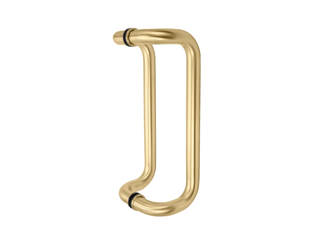 12" Offset Pull - 1" Diameter Back-to-Back Pull Handles - Polished Brass