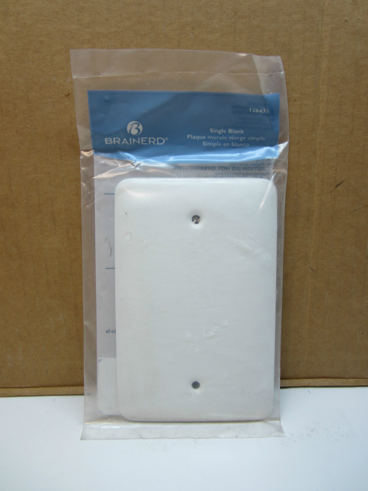 Brainerd White Steel Single Blank Wall Plate Wallplate 126438