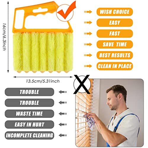 Piece Blind Cleaner Duster Tool, 7 Finger Dusting Cleaner Tool for 1 Yellow