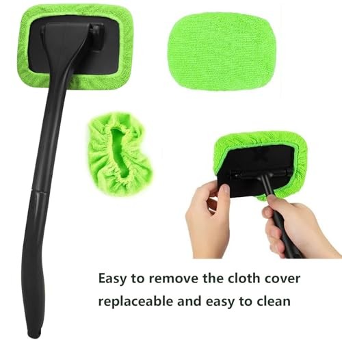 Car Windshield Cleaning Tool, Windshield Cleaner with 5 Washable and Green