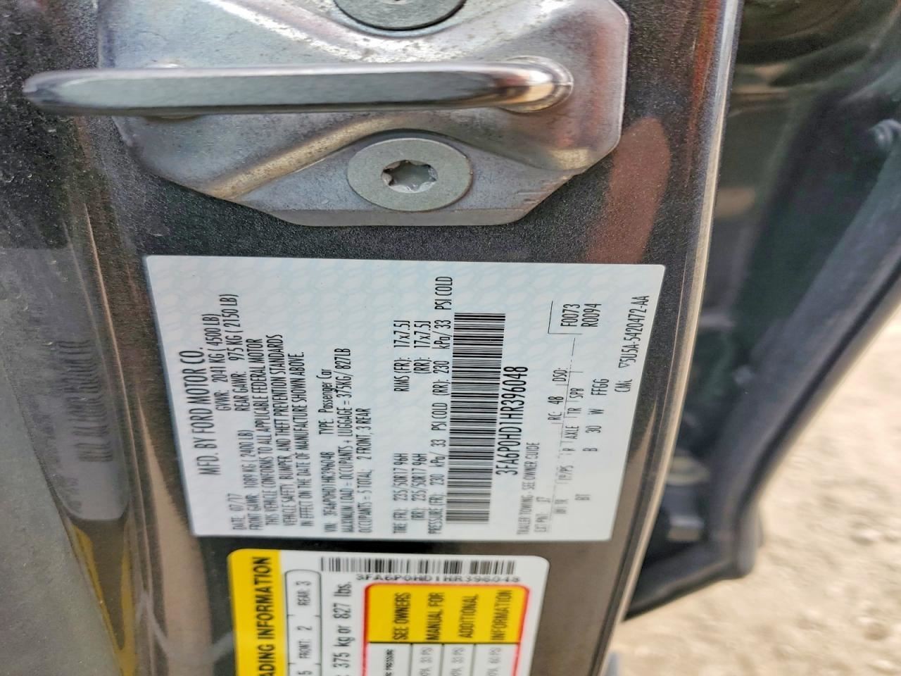 Ford Fusion 2013-2020 Left Quarter Panel Used 5809