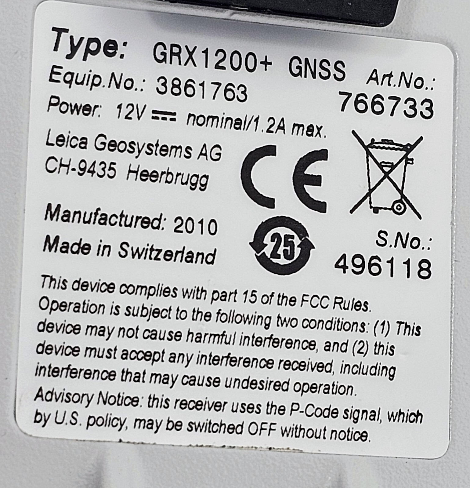 Leica GRX 1200+ GNSS receiver