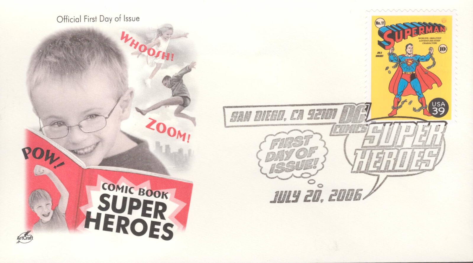 2006 First Day of Issue - DC Comic Heros - Superman - Art Craft Cachet