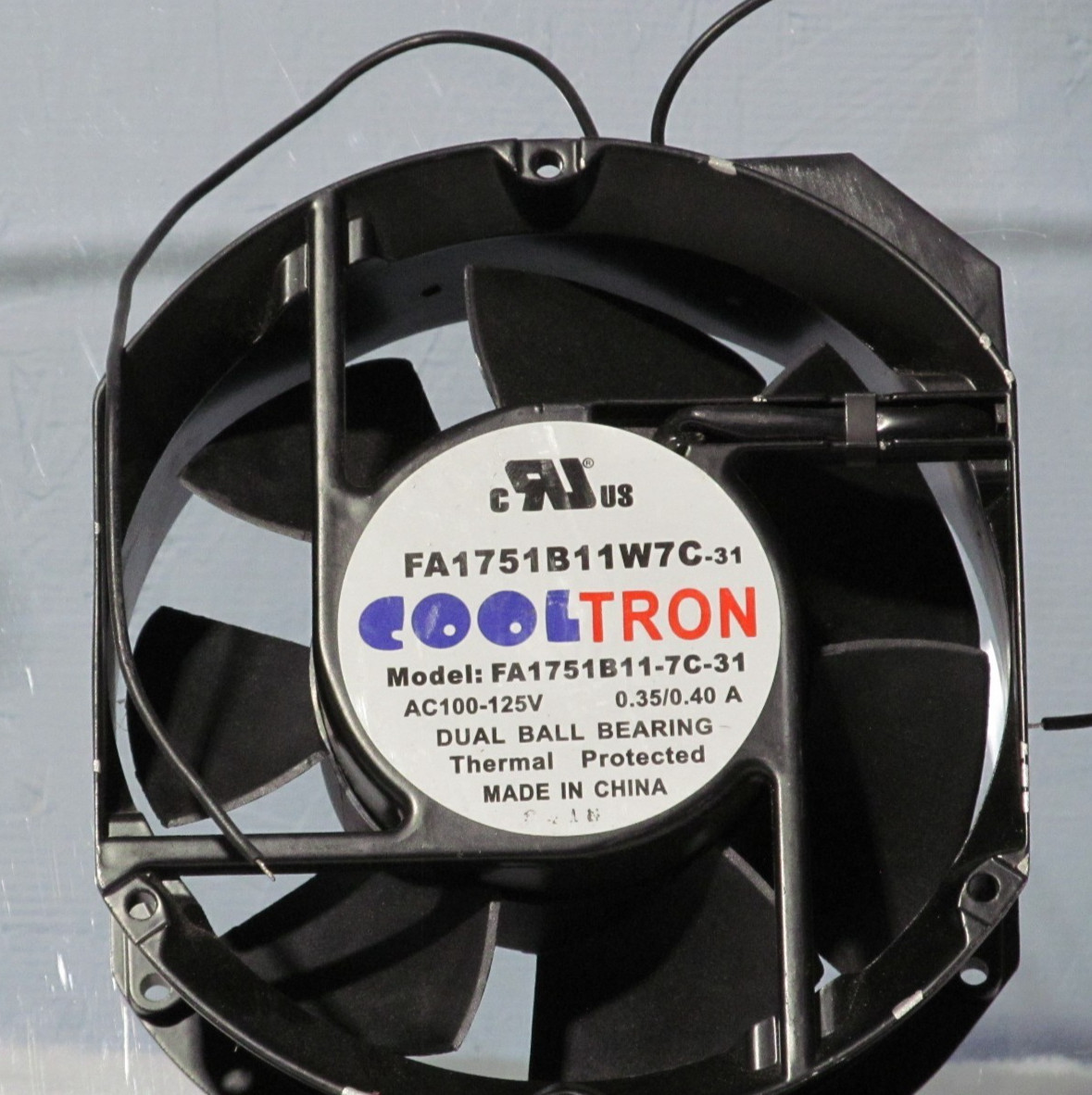 AC fan, 172x51mm, 110V, 60Hz, 2 Ball Bearing, 3300RPM, 301.80CFM, 20.60mmH2O, 50