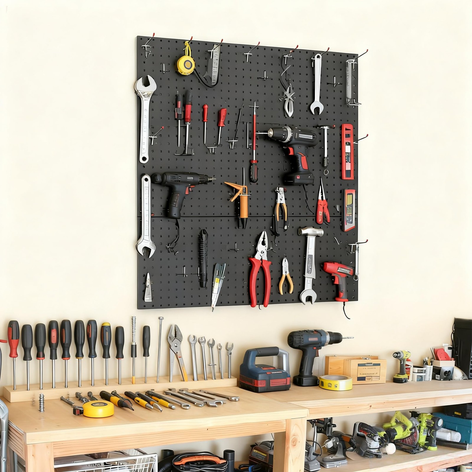 2/3/4PCS Peg Board 12"x24" Metal Pegboard Panels Wall Mounted Peg Board Panels