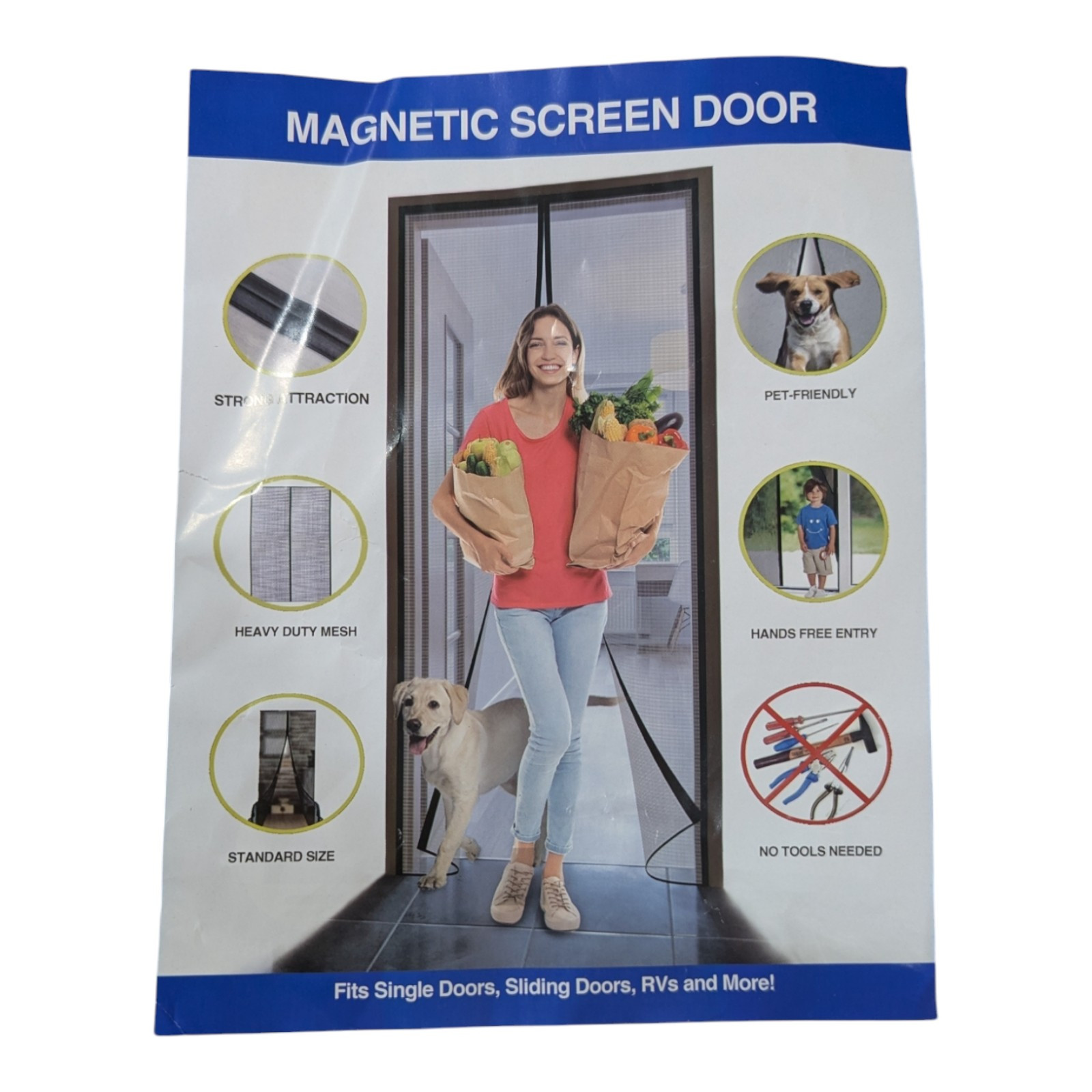 YUFER Magnetic Screen Door 32x80 Mesh Self Sealing Curtain - Black